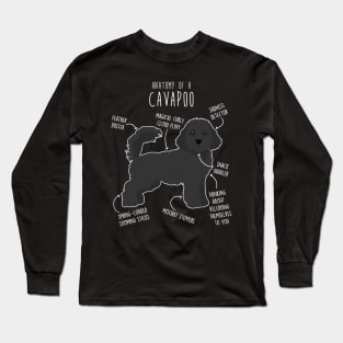 Black Cavapoo Dog Anatomy Long Sleeve T-Shirt